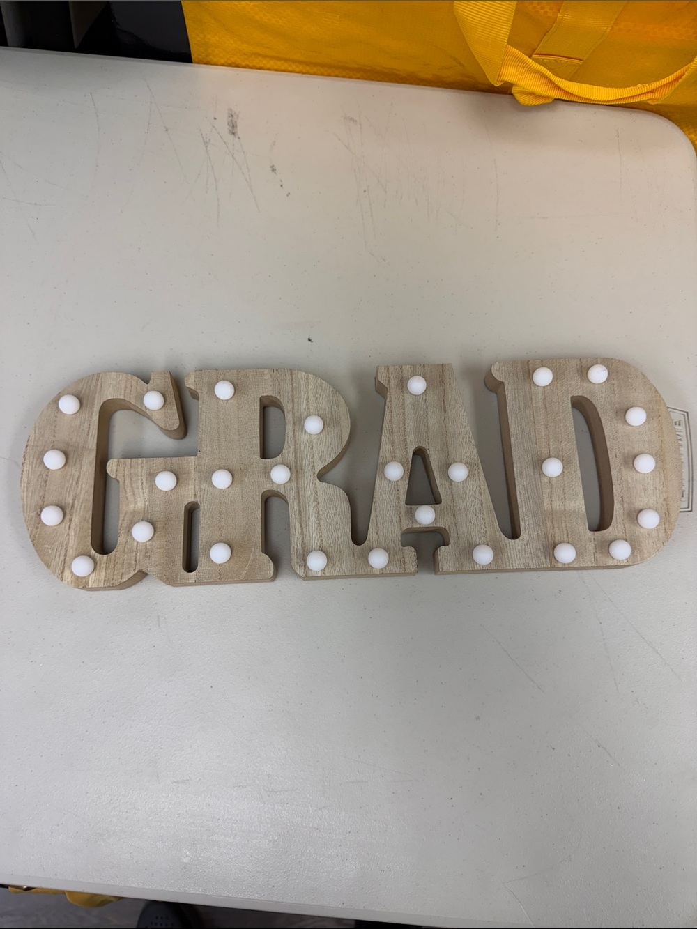 Wooden 'GRAD' Marquee Sign with White Bulbs new